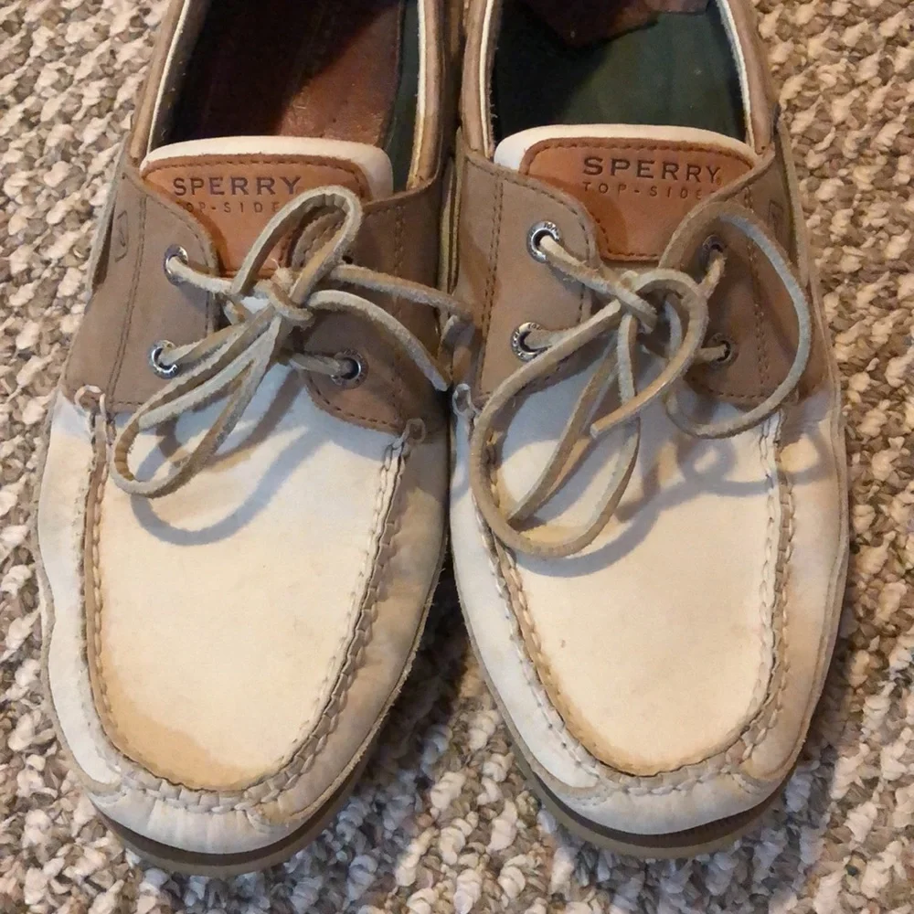 Sperry off white and tan leather Top Siders